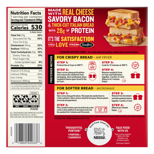 Stouffer's® Melt-Fulls® Chedar Bacon Tomato Sandwich Perspective: back