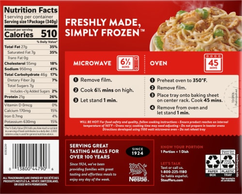 Stouffer's Turkey Tetrazzini Frozen Meal Perspective: back