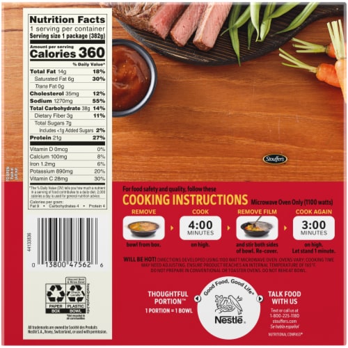 Stouffer's® Bowl-Fulls® Slow-Roasted Steak & Potatoes Frozen Meal Perspective: back