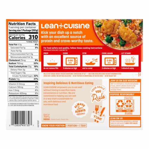 Lean Cuisine® Frozen Orange Chicken Meal Perspective: back