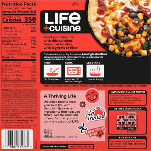 Life Cuisine Chicken Enchilada Bowl Frozen Meal Perspective: back