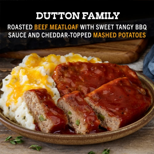 Yellowstone Dutton Family Dinner BBQ Meatloaf and Mashed Potatoes Frozen Meal Perspective: back