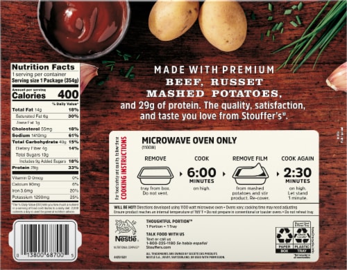 Stouffer's Pub Classics BBQ Recipe Burger with Bacon Frozen Meal Perspective: back