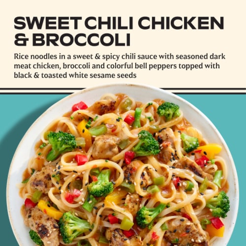 Mings Sweet Chili Chicken & Broccoli Rice Noodles Frozen Asian Food Perspective: back