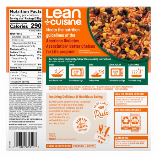 Lean Cuisine Frozen Tex Mex Rice & Black Bean Bowl Perspective: back