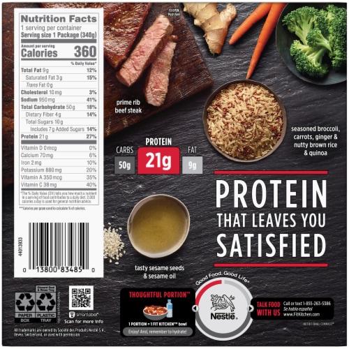 Stouffer's Fit Kitchen Beef with Broccoli Protein Bowl Frozen Meal Perspective: back