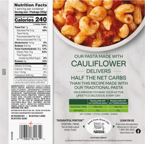 Lean Cuisine® Cauli'Bowls Creamy Tomato Cauliflower Vodka Pasta Frozen Meal Perspective: back