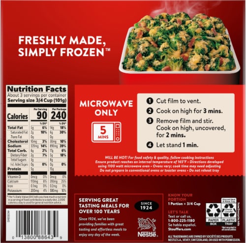 Stouffer's® Cheesy Broccoli with Bacon Frozen Side Perspective: back