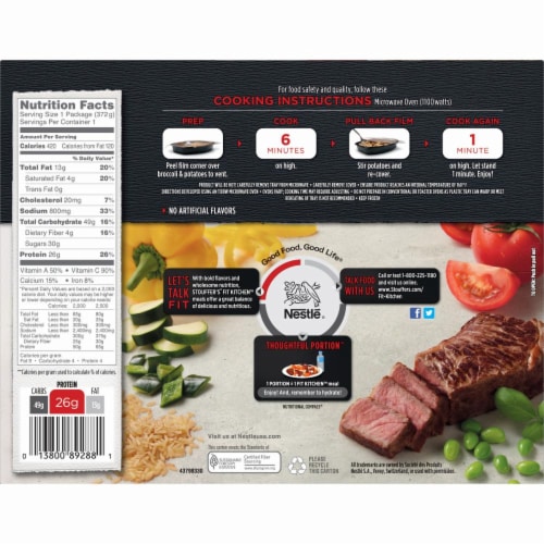 Stouffer's Fit Kitchen Bourbon Steak Frozen Meal Perspective: back