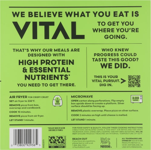 Vital Pursuit Cheese Lovers Pizza High Protein GLP-1 Friendly Frozen Pizza Perspective: back