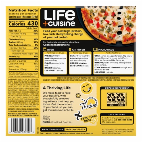 Life Cuisine® Veggie Personal Frozen Pizza Frozen Meal Perspective: back