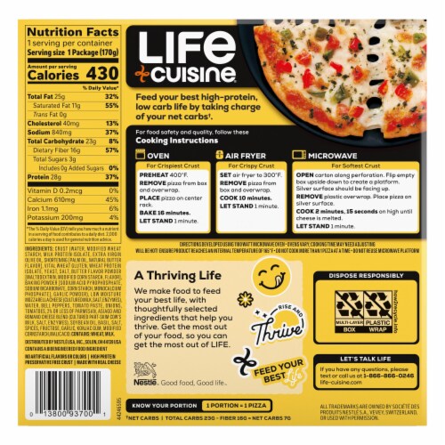 Life Cuisine® Veggie Personal Frozen Pizza Frozen Meal Perspective: back