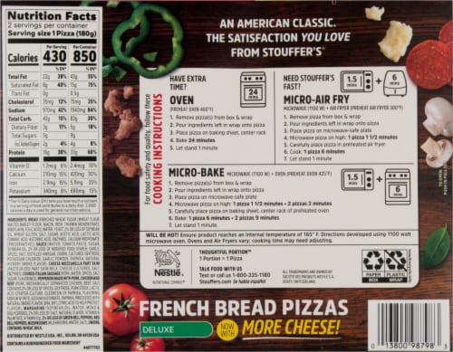 Stouffer's Supreme French Bread Personal Frozen Pizza Perspective: back