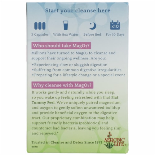 Aerobic Life Mag O7 Digestive Cleanse & Detox Dietary Supplement Capsules Perspective: back