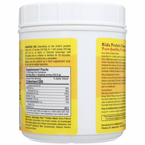 Pure Kidz Children's  Vanilla Protein Powder Perspective: back