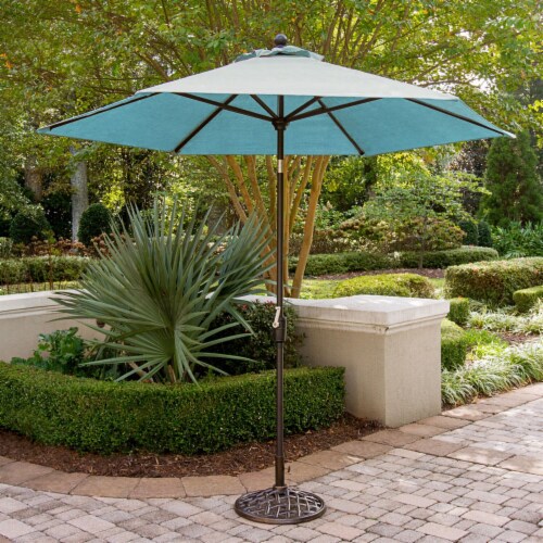 Traditions 9&#39; Market Umbrella - Blue/Bronze Perspective: back