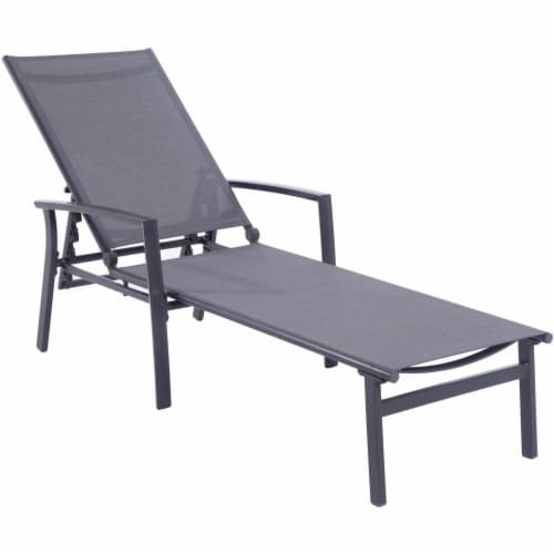 Hanover NAPLESCHS-GRY Aluminum Adjustable Outdoor Chaise Lounge Gray Perspective: back