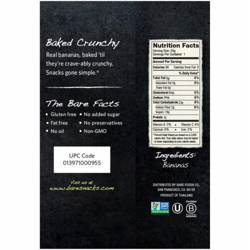 Bare® Baked Crunchy™ Gluten Free Banana Chips Perspective: back