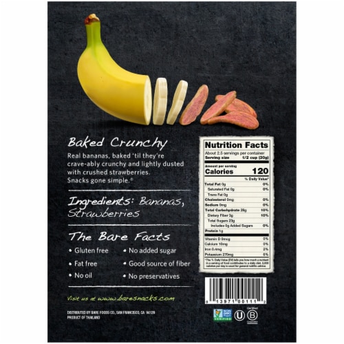 Bare Baked Crunchy Strawberry Banana Chips Perspective: back