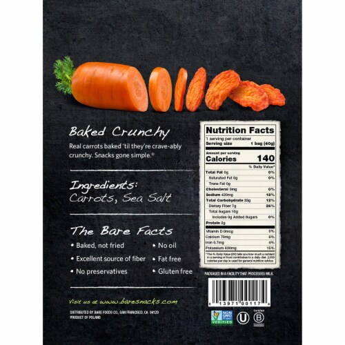 Bare Baked Crunchy Sea Salt Carrot Chips Perspective: back