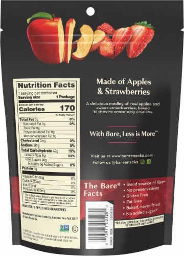 Bare® Baked Crunchy Apple & Strawberry Medley Chips Perspective: back