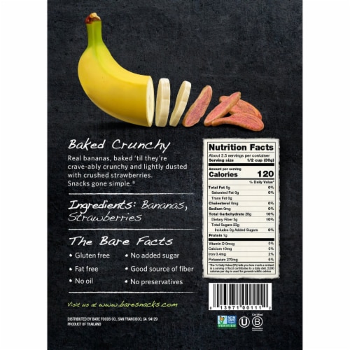 Bare® Baked Crunchy Strawberry Banana Chips Perspective: back