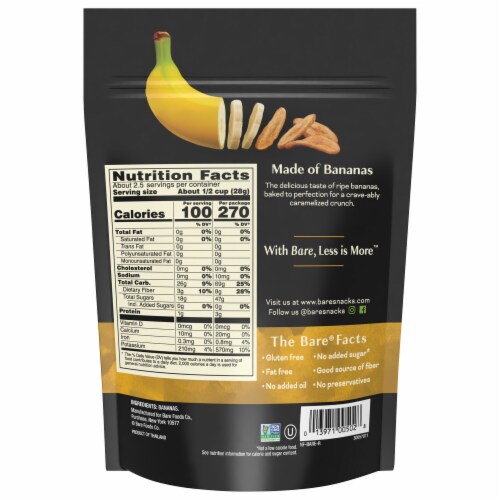 Bare® Baked Crunchy Simply Banana Chips 2.7 Oz Perspective: back