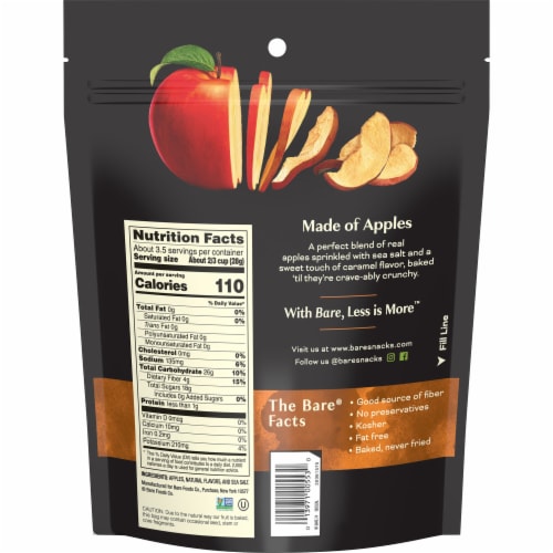 Bare® Baked Crunchy Apple Chips Sea Salted & Caramel Perspective: back