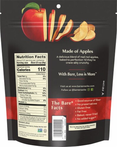 Bare Smartfood Baked Crunchy Apple Chips, Organic, Fuji & Reds - 3 oz