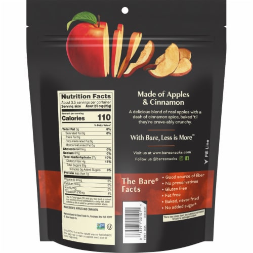 Bare® Baked Crunchy Cinnamon Apple Chips Perspective: back