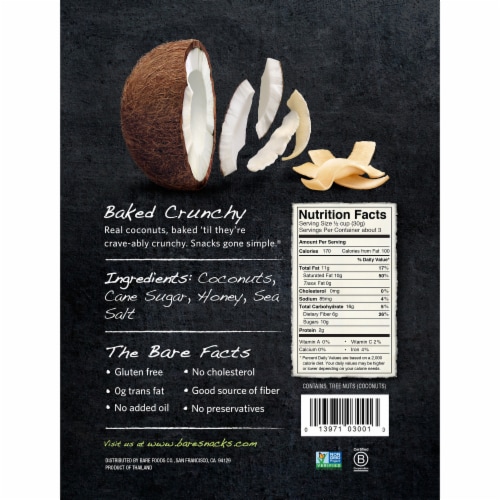 Bare Naturally Baked Crunchy Honey Coconut Chips Perspective: back