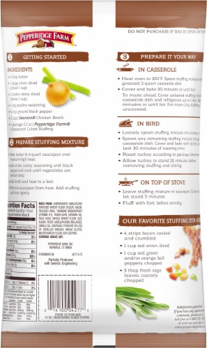 Pepperidge Farm Unseasoned Cubed Stuffing Perspective: back