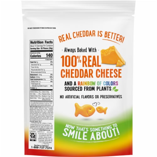 Goldfish Cheddar Colors Baked Snack Crackers Perspective: back