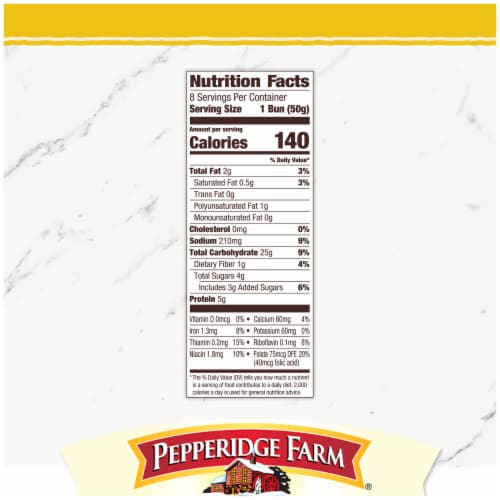 Pepperidge Farm Golden Potato Hot Dog Buns, Top Sliced, 8-Pack Bag Perspective: back