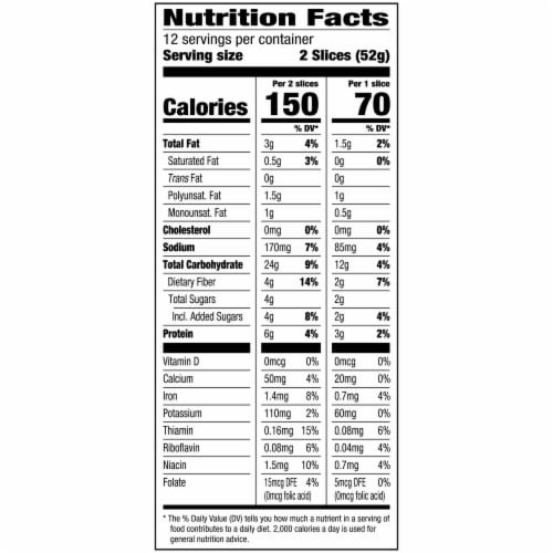 Pepperidge Farm® Thin Sliced 15 Grain Whole Grain Bread Perspective: back