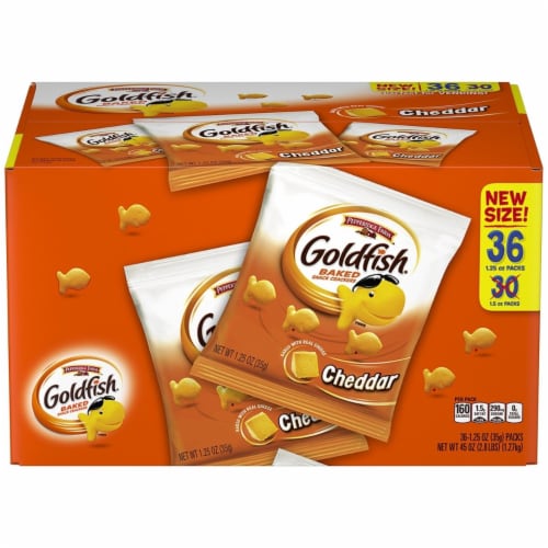 Pepperidge Farm Goldfish Cheddar Crackers, 1.25 Ounce (36 Count) Perspective: back