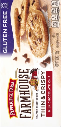 Pepperidge Farm Farmhouse Gluten Free Thin & Crispy Milk Chocolate Chip Crispy Cookies Perspective: back