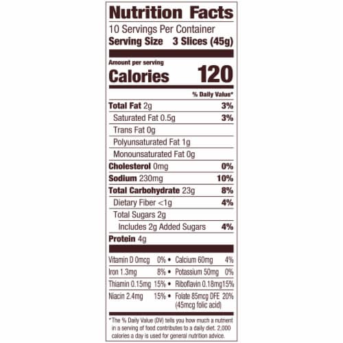 Pepperidge Farm Very Thin White Bread Perspective: back