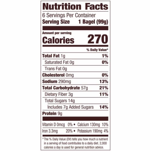 Pepperidge Farm Cinnamon Raisin Bagel Perspective: back