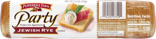 Pepperidge Farm Party Bread Jewish Rye Bread Perspective: back