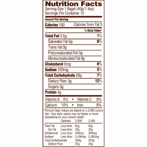 Pepperidge Farm 100% Whole Wheat Mini Bagels Perspective: back