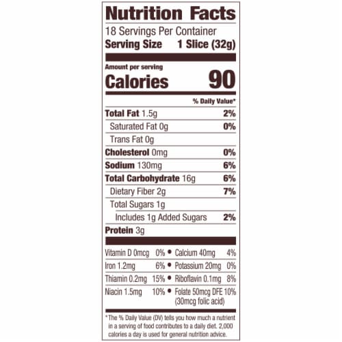 Pepperidge Farm Italian White Seedless Bread Perspective: back
