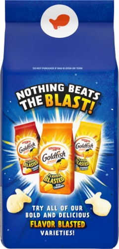 Goldfish Flavor Blasted White Cheddar Baked Snack Crackers Perspective: back