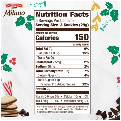 Pepperidge Farm Milano Slices Peppermint Cookies Perspective: back