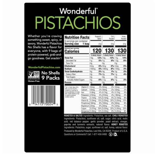 Wonderful® Shelled Pistachio Snack Variety Pack Perspective: back