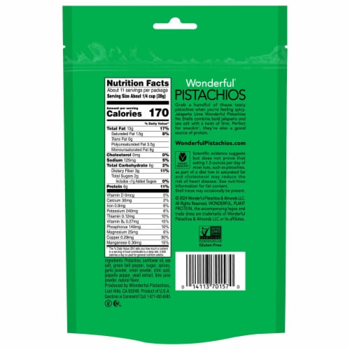 Wonderful® No Shell Jalepeno Lime Pistachios Perspective: back