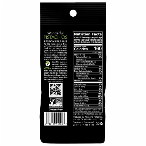 Wonderful Pistachios, In-Shell Roasted & Salted Nuts, 8 Ounce Bag Perspective: back