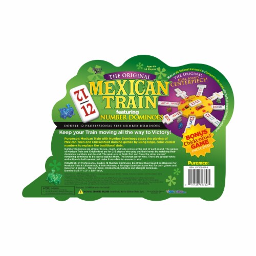 University Games Original Mexican Train Deluxe Double 12 Number Domino Set Perspective: back