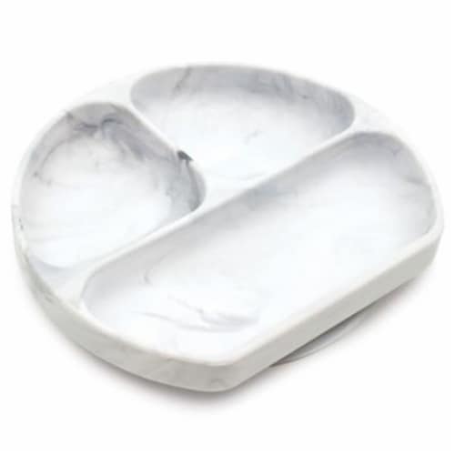 Bumkins Silicone Grip Dish - Grey Marble Perspective: back