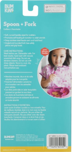 Bumkins Stainless Toddler Steel Fork and Spoon Heads - White Perspective: back
